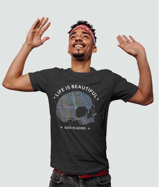 Мъжка тениска с щампа Готика Life is beautiful skull